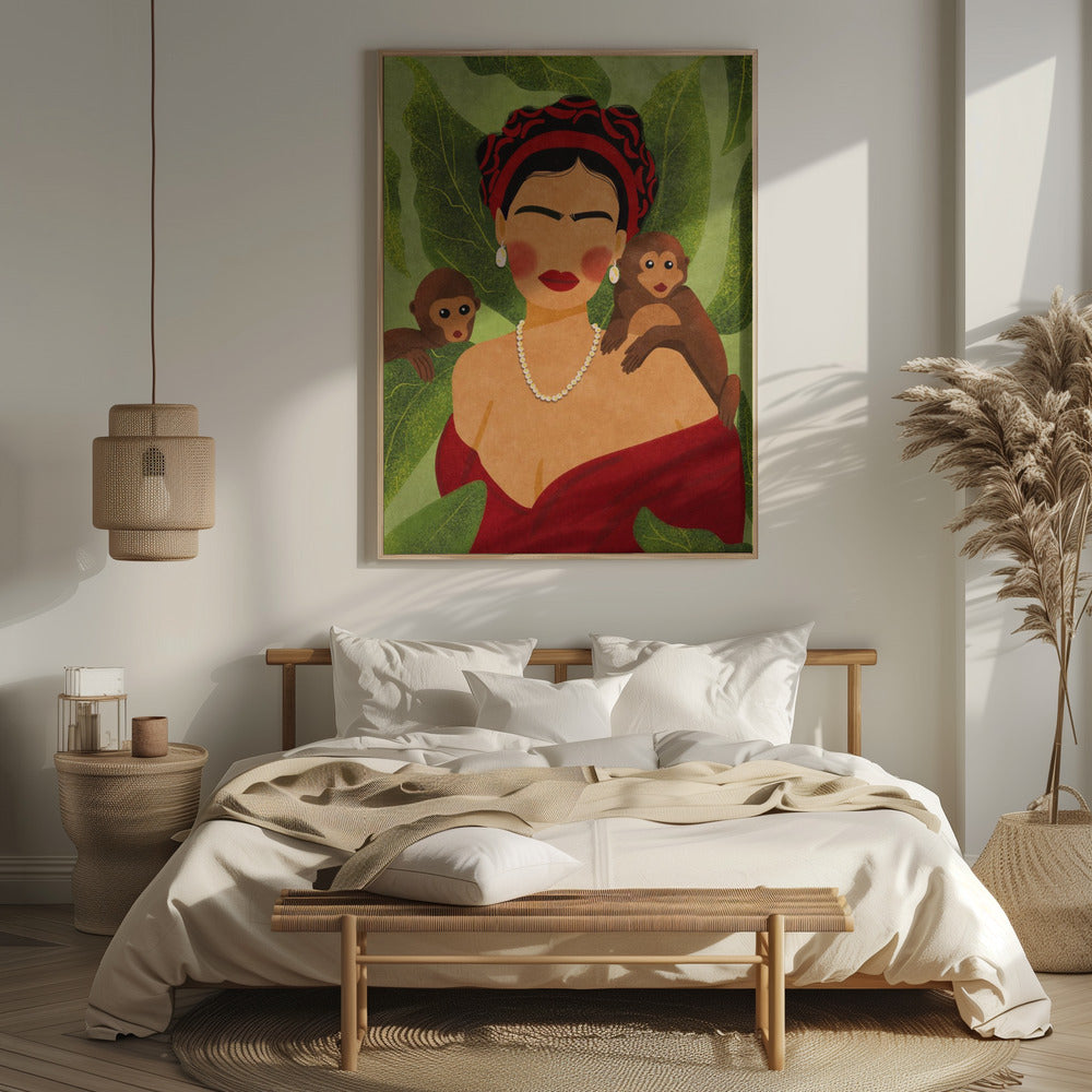 Frida and Monkeys Poster