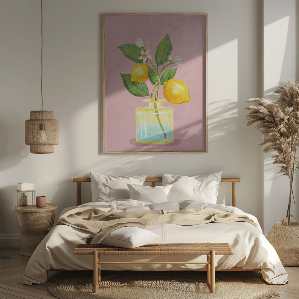 Lemon Bunch In Vase Poster