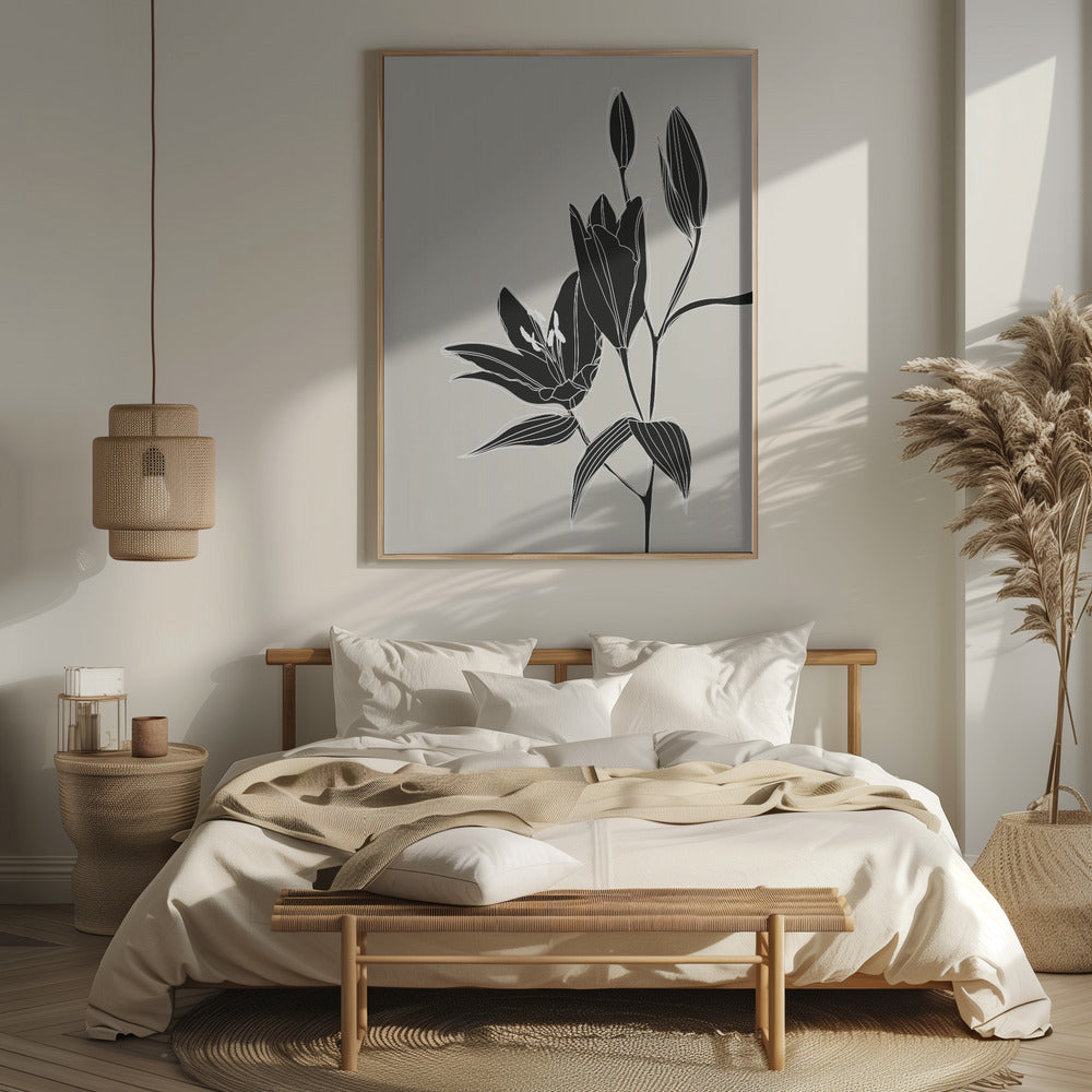 Line art lillies in black Poster