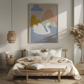 Swan In Lake Poster