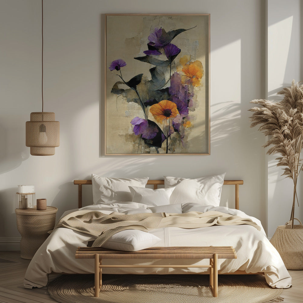 Purple Dry Flowers Poster