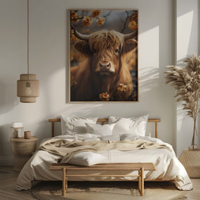 Bull And Flowers Poster