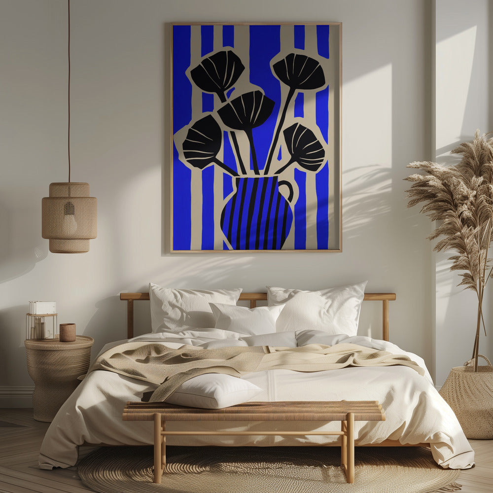 Striped Still Life Blue Poster