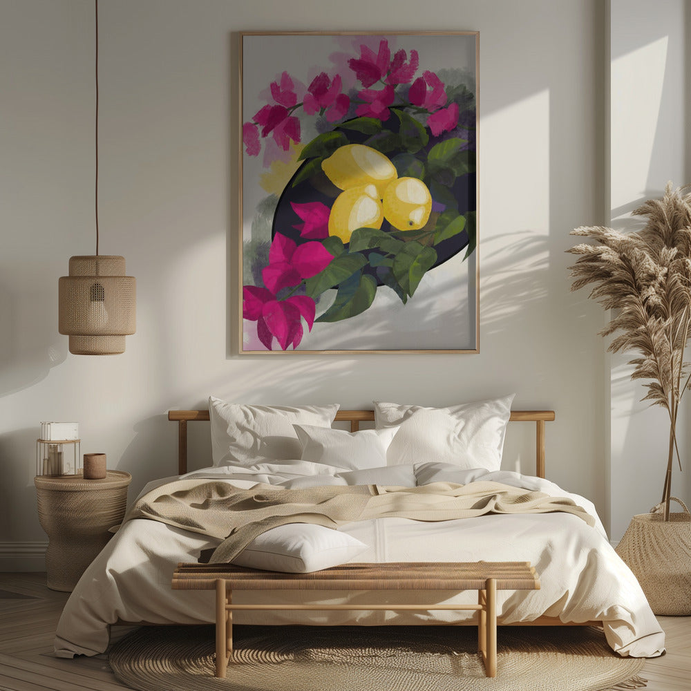 Bougainvillea and lemons Poster