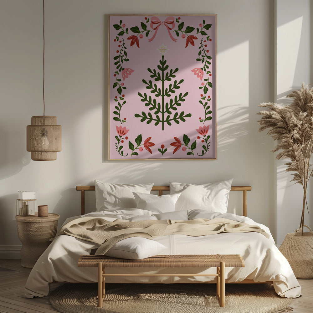 Pink Christmas Tree Poster