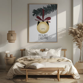 Meowrry Christmas bauble (gold, white) Poster