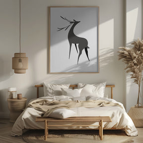 Stylized retro deer (grey) Poster