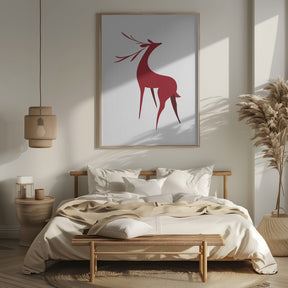 Stylized retro deer (red) Poster