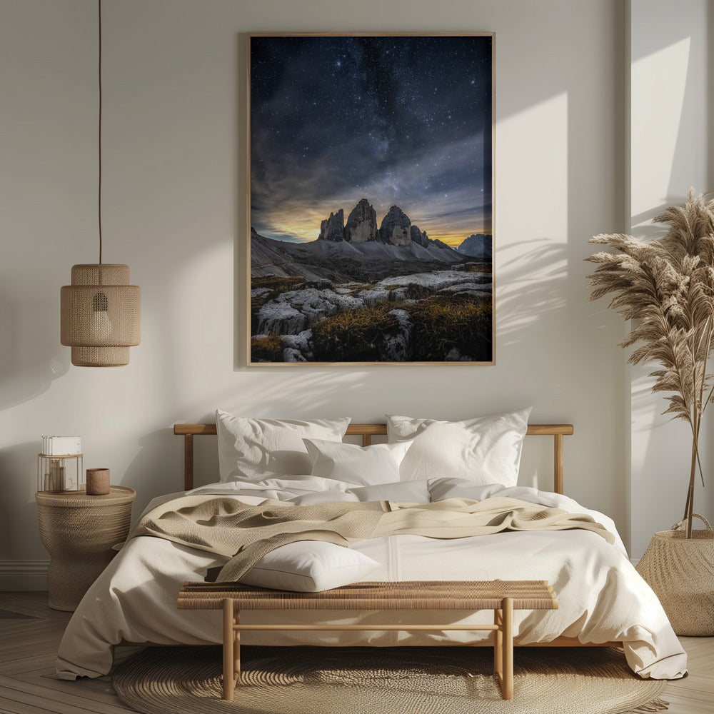 Dolomites at night Poster