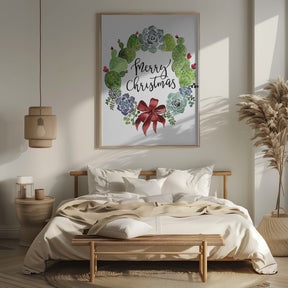 Cacti and succulent merry Christmas wreath Poster