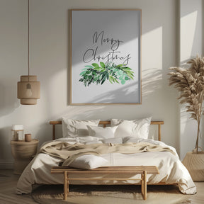 Watercolor greenery Merry Christmas Poster