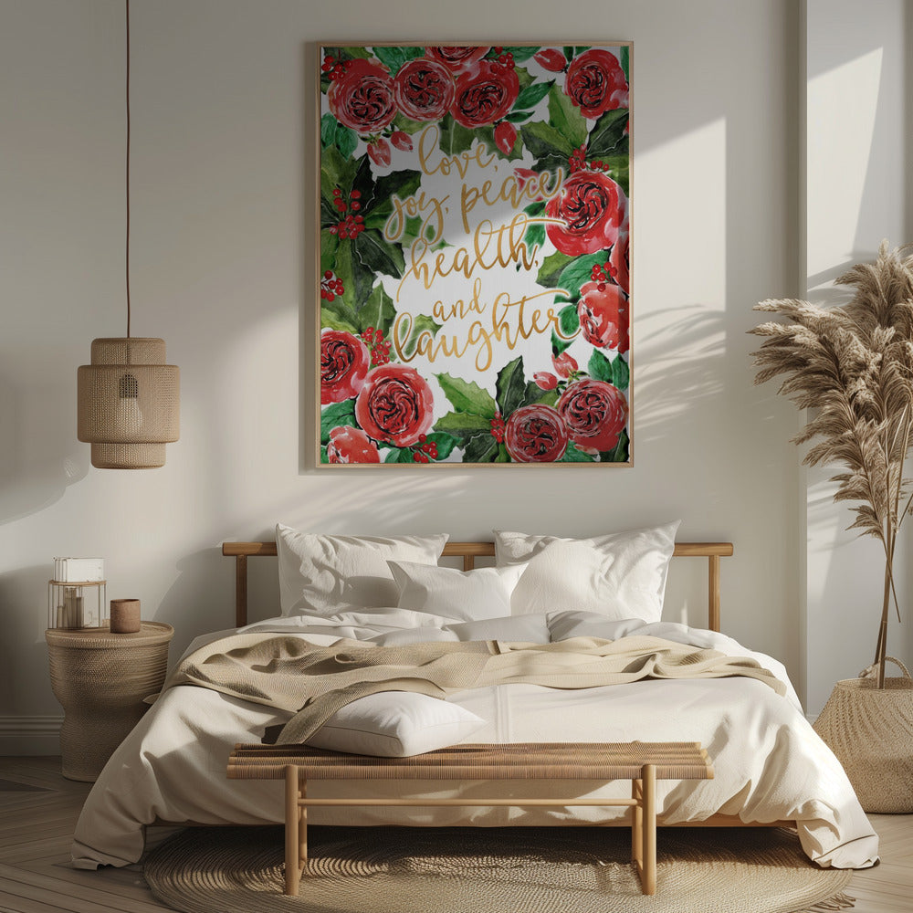 Best wishes holiday red roses Poster