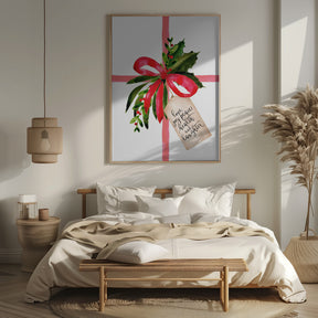 Watercolor gift with holiday wishes Poster