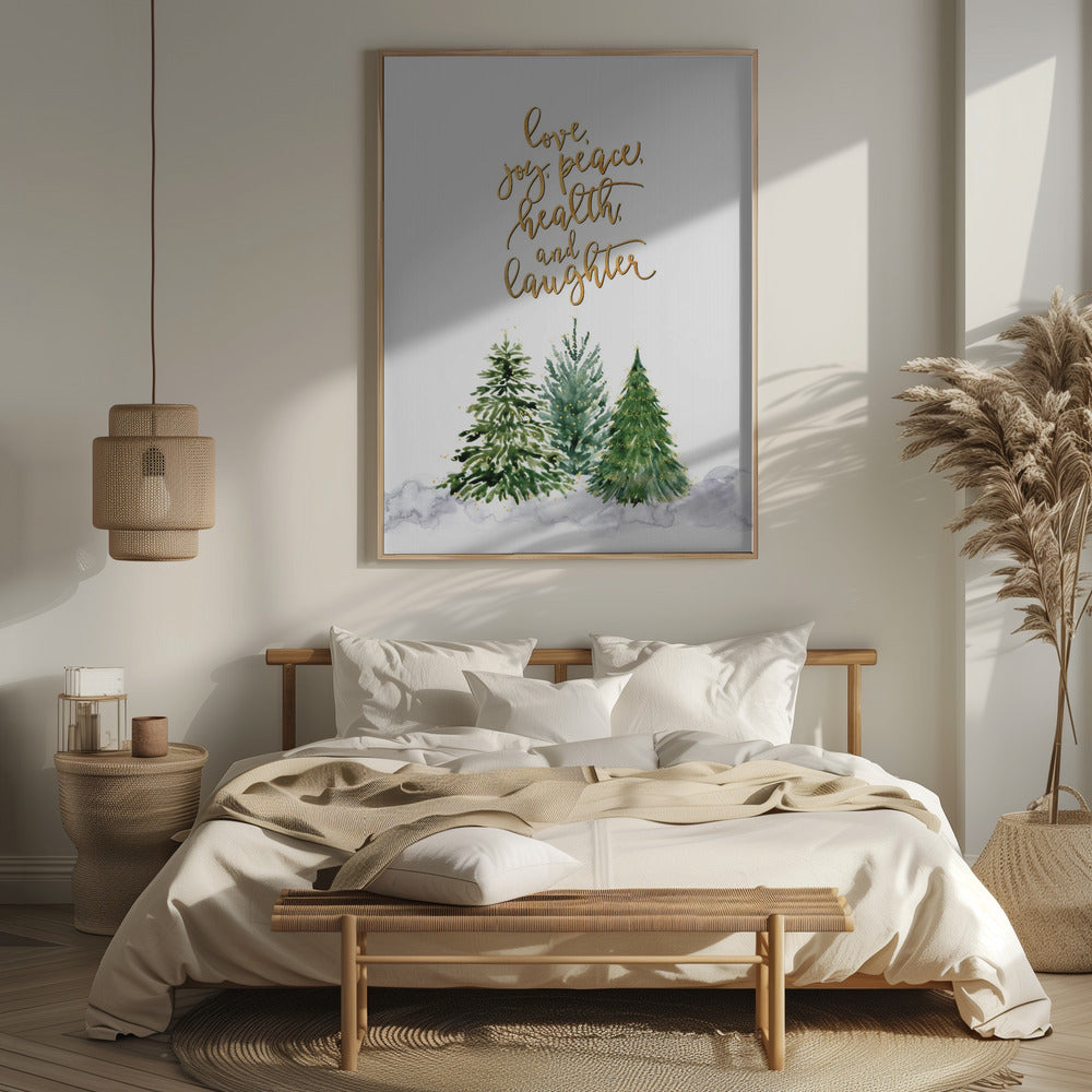 Christmas trees with holiday wishes Poster