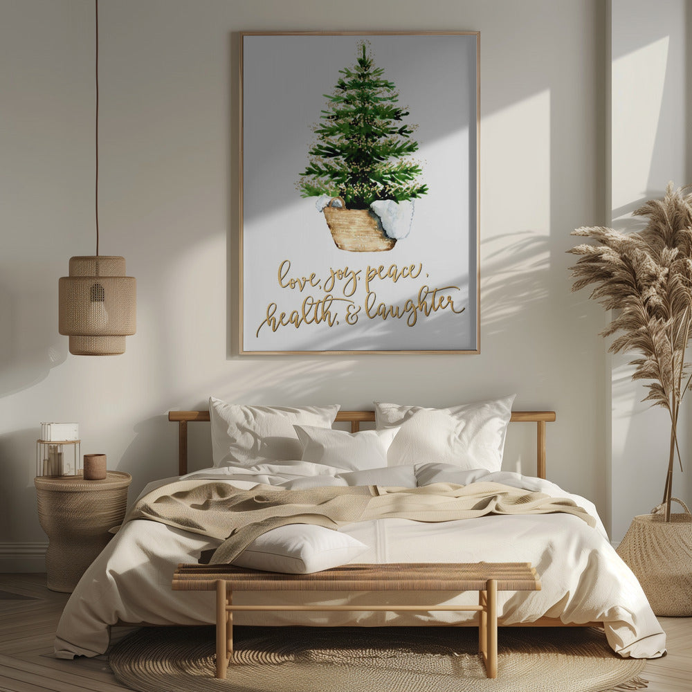 Cozy Christmas tree with holiday wishes Poster