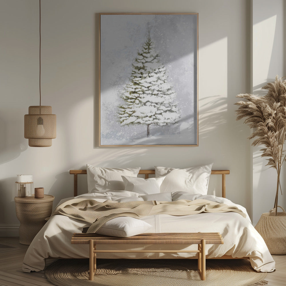 Lone fir in the snow Poster