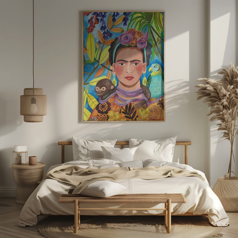 Frida and her parrots Poster