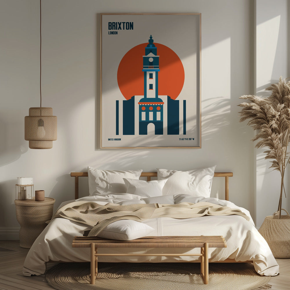 Brixton Tower Retro Travel Print Poster