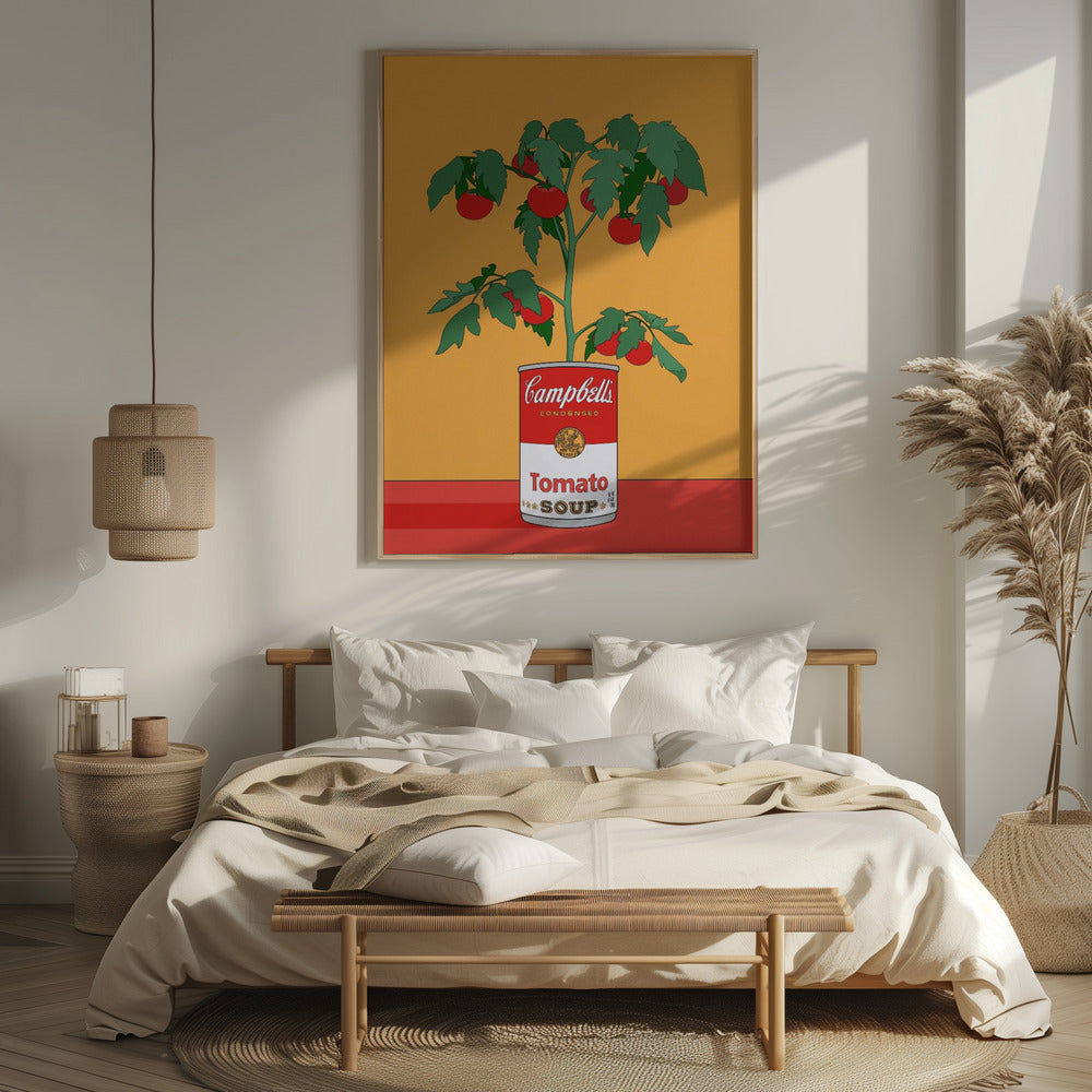 Campbells Soup Tomato Plant Retro Illustration Poster