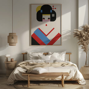 Geisha Girl Geometric Illustration Poster