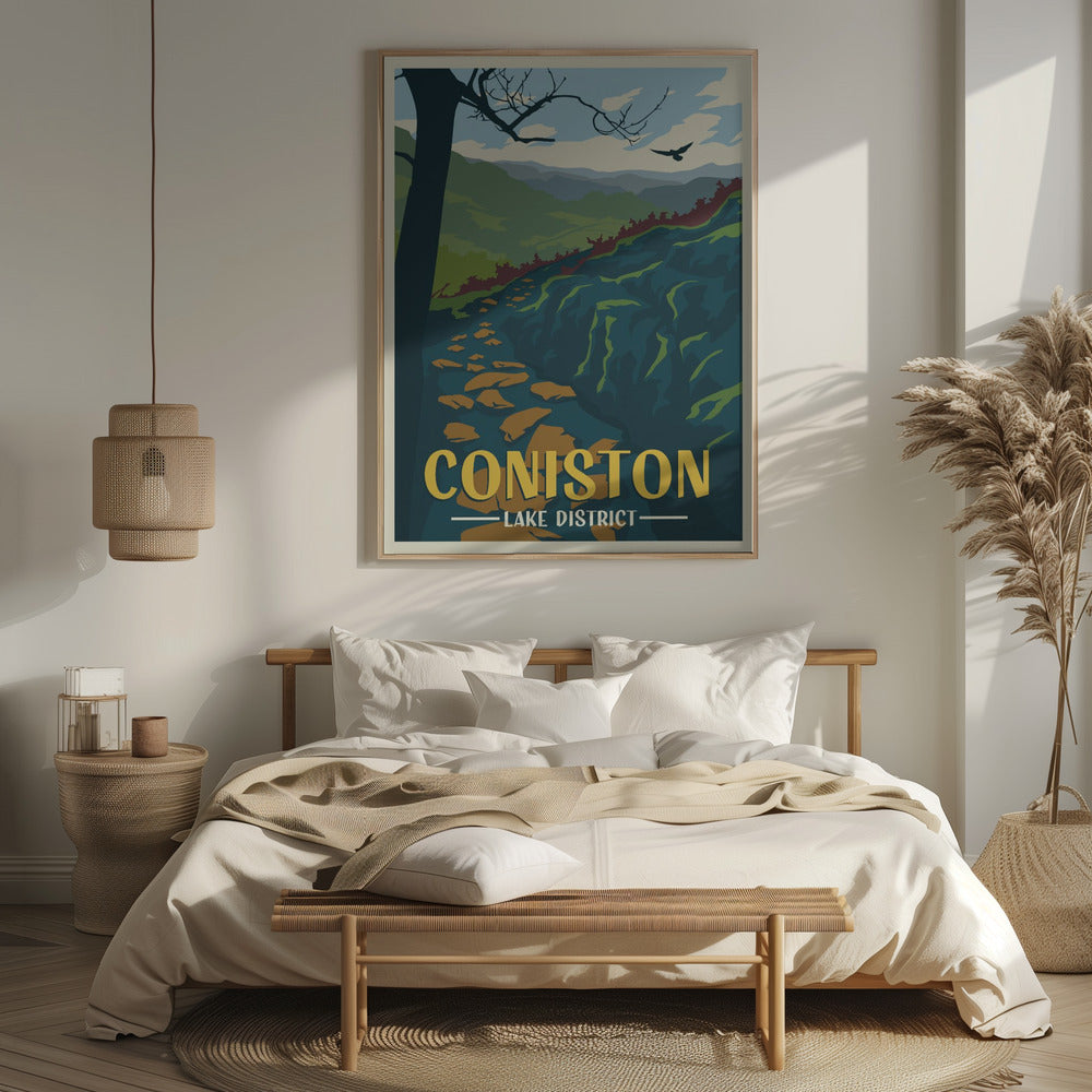 Coniston Lake District Travel Print Poster