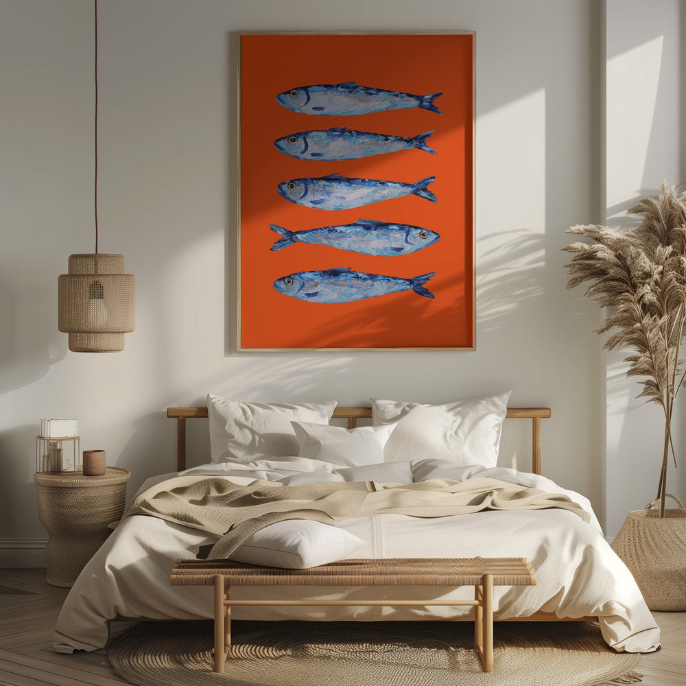 Sardines on Orange Poster