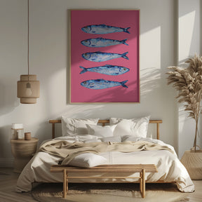 Sardines on Pink Poster