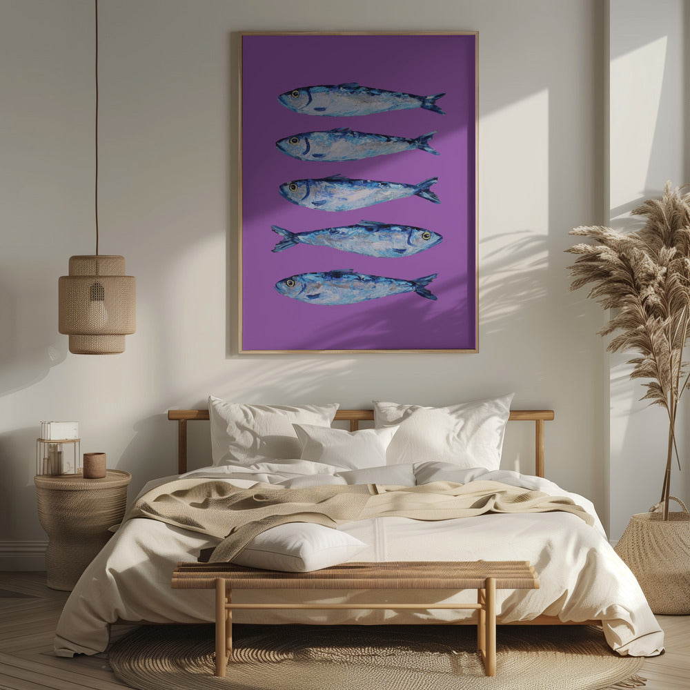 Sardines on Purple Poster