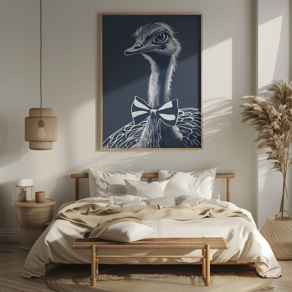 Ostrich with bow tie Poster