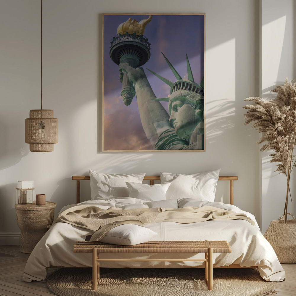 NEW YORK CITY Statue of Liberty at sunset Poster