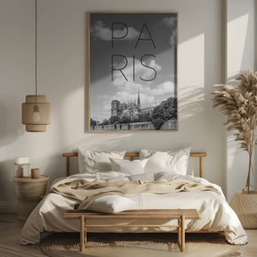 PARIS Cathedral Notre-Dame | Text &amp; Skyline Poster