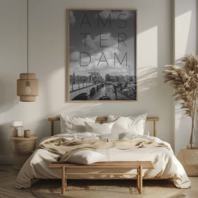 AMSTERDAM Magere Brug | Text &amp; Skyline Poster