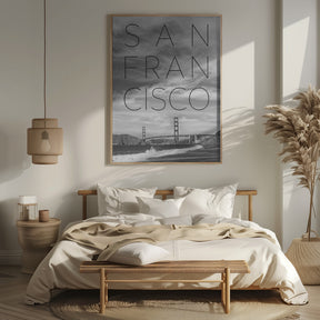 Golden Gate Bridge &amp; Baker Beach | Text &amp; Skyline Poster