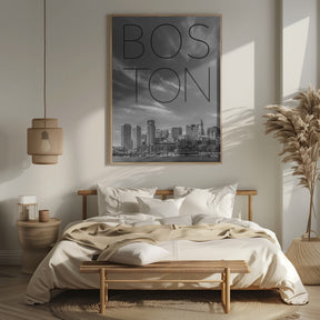 BOSTON Skyline Financial District &amp; North End | Text &amp; Skyline Poster