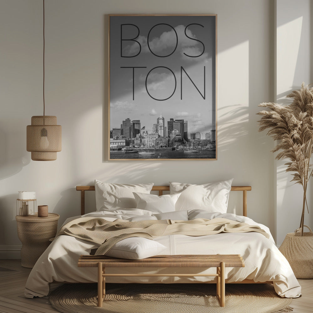 BOSTON Skyline North End &amp; Financial District | Text &amp; Skyline Poster