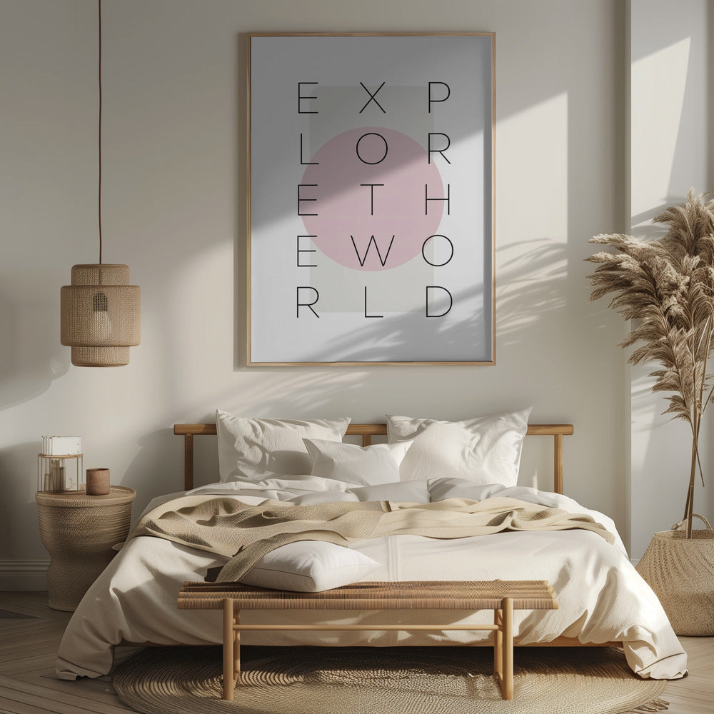 Explore the world - pink Poster