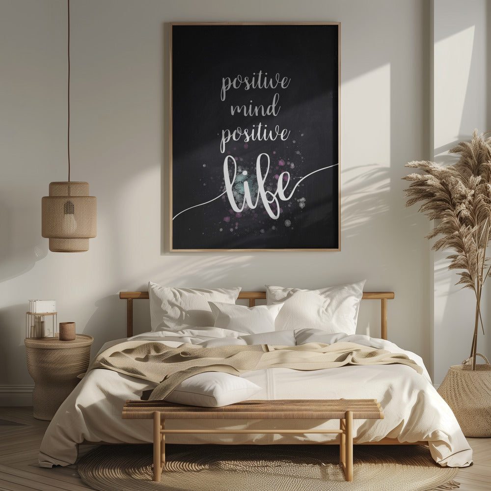 Text Art POSITIVE MIND POSITIVE LIFE Poster