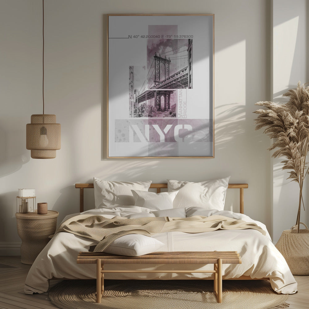 Poster Art NYC Manhattan Bridge | pink marble Poster