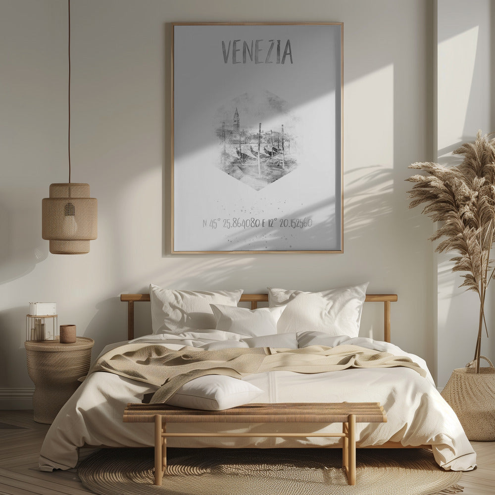 Coordinates VENICE Grand Canal | monochrome watercolor Poster