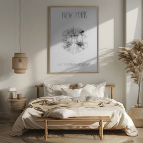 Coordinates NYC Brooklyn Bridge |  monochrome watercolor Poster