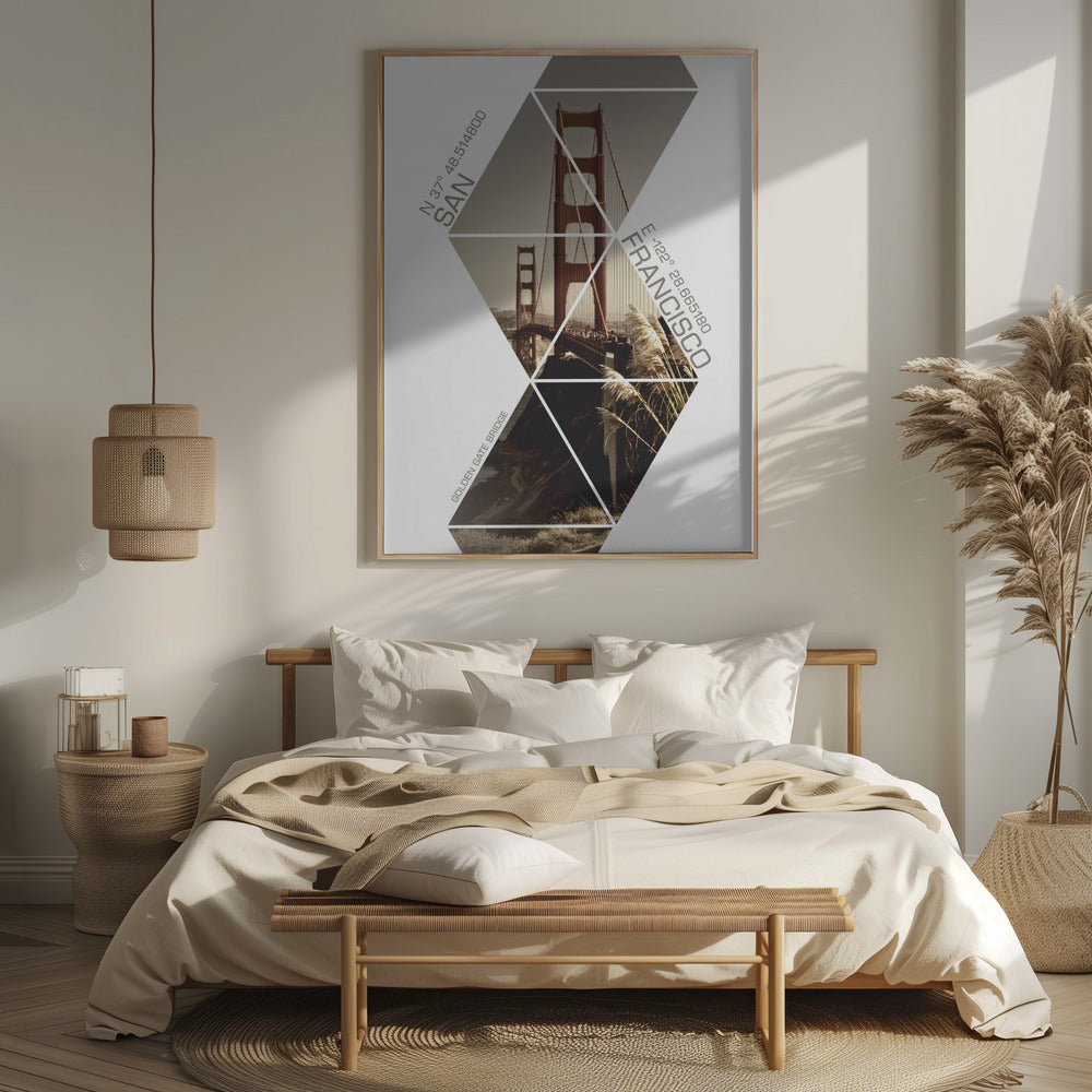 Coordinates SAN FRANCISCO Golden Gate Bridge Poster