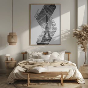 Coordinates PARIS Eiffel Tower | monochrome Poster