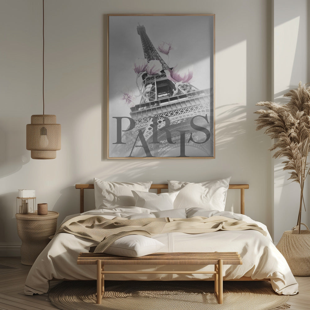 PARIS Magnolia Eiffel Tower Poster