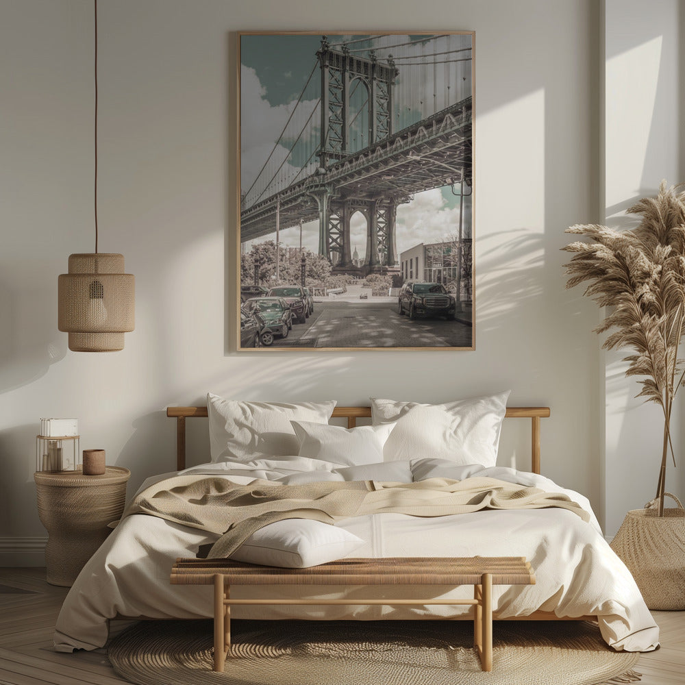 NYC Manhattan Bridge Panorama | urban vintage style Poster