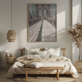 NYC Brooklyn Bridge Panorama | urban vintage style Poster