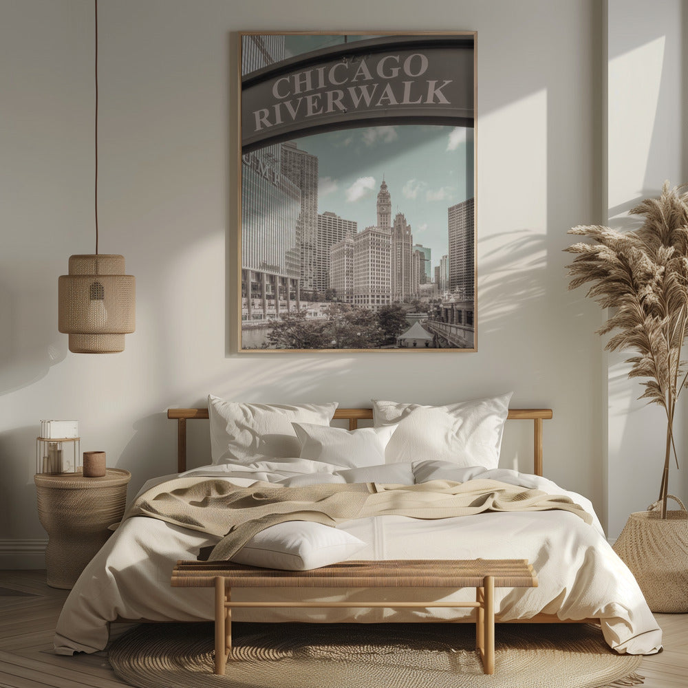 CHICAGO Riverwalk | urban vintage style Poster