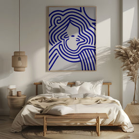 Berit in beige and indigo blue Poster