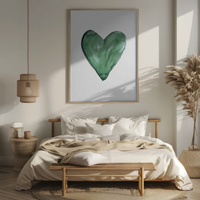 Watercolor heart green Poster