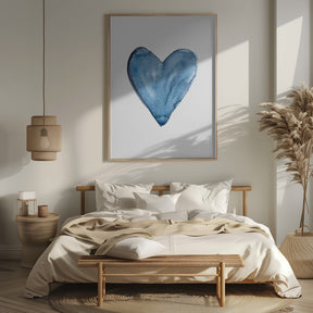 Watercolor heart blue Poster