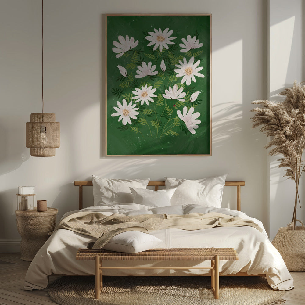 Ladybug flowers green Poster